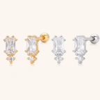 Sterling Silver Threaded Zirconia Cartilage Flat Back Earrings