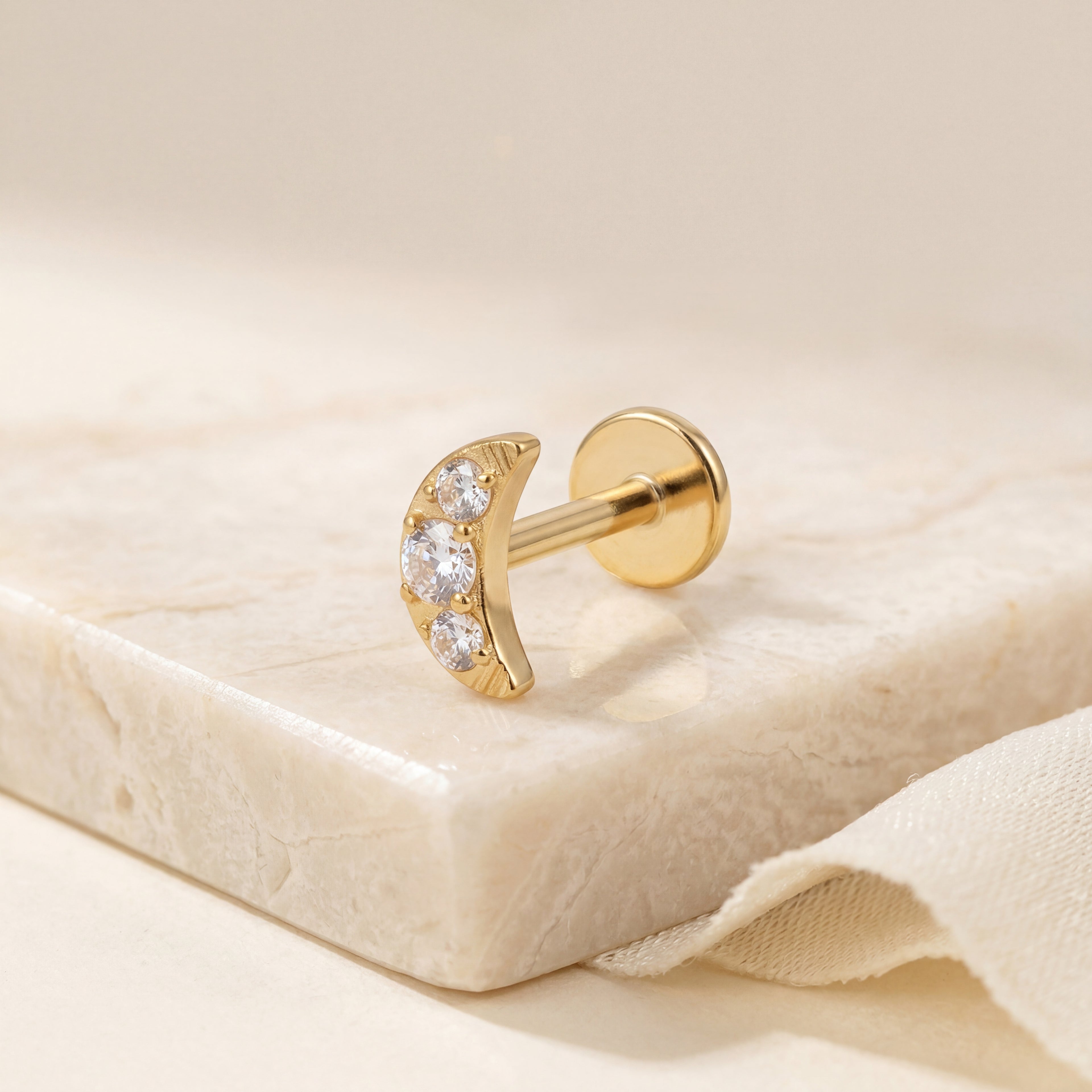 Mini Moon Titanium Stud Earrings - image 5