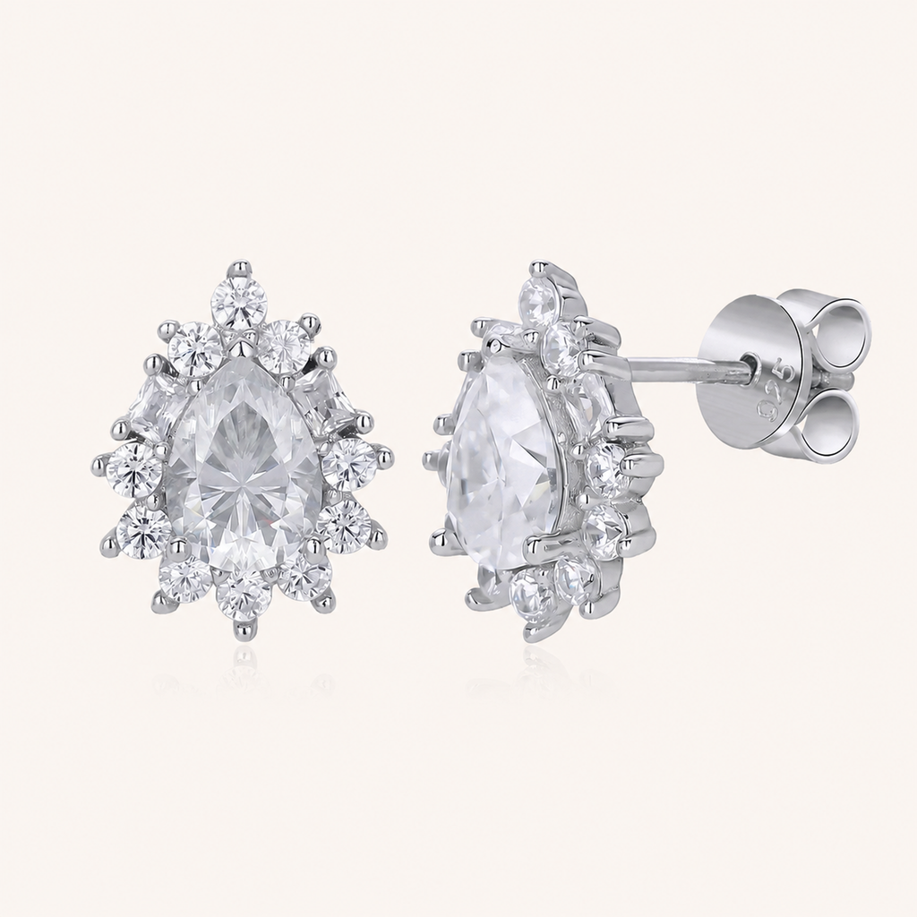 Sterling Silver Brilliant Moissanite Stud Earrings