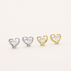Sterling Silver Pearl Heart Stud Earrings detail