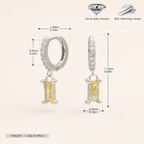 Sterling Silver Geometric Zirconia Hoop Earrings - Platinum / 4