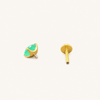 Titanium Green Agate Flat Back Stud Earrings