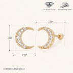 Sterling Silver Cubic Zirconia Cartilage Flat Back Earrings - Gold
