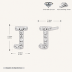 Sterling Silver Pave Initial Letter Stud Earrings - Platinum / J