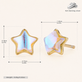 Sterling Silver Moonstone Star Stud Earrings - Gold