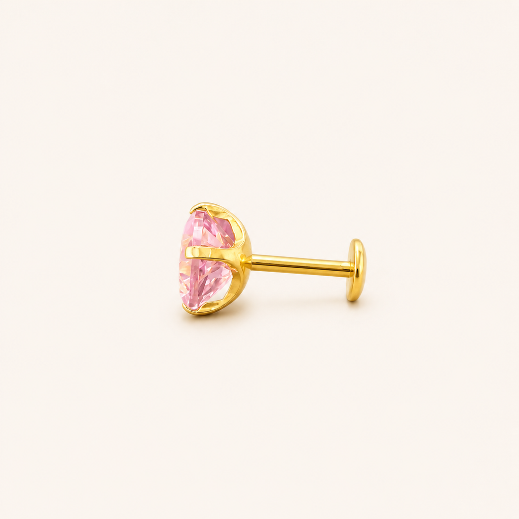 Titanium Pink Topaz Flat Back Stud Earrings