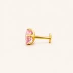 Titanium Pink Topaz Flat Back Stud Earrings
