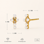 Sterling Silver Pearl Stud Earrings - Gold