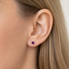 Titanium Amethyst Flat Back Stud Earrings
