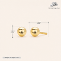 Sterling Silver Ball Bead Stud Earrings - Gold / 4mm