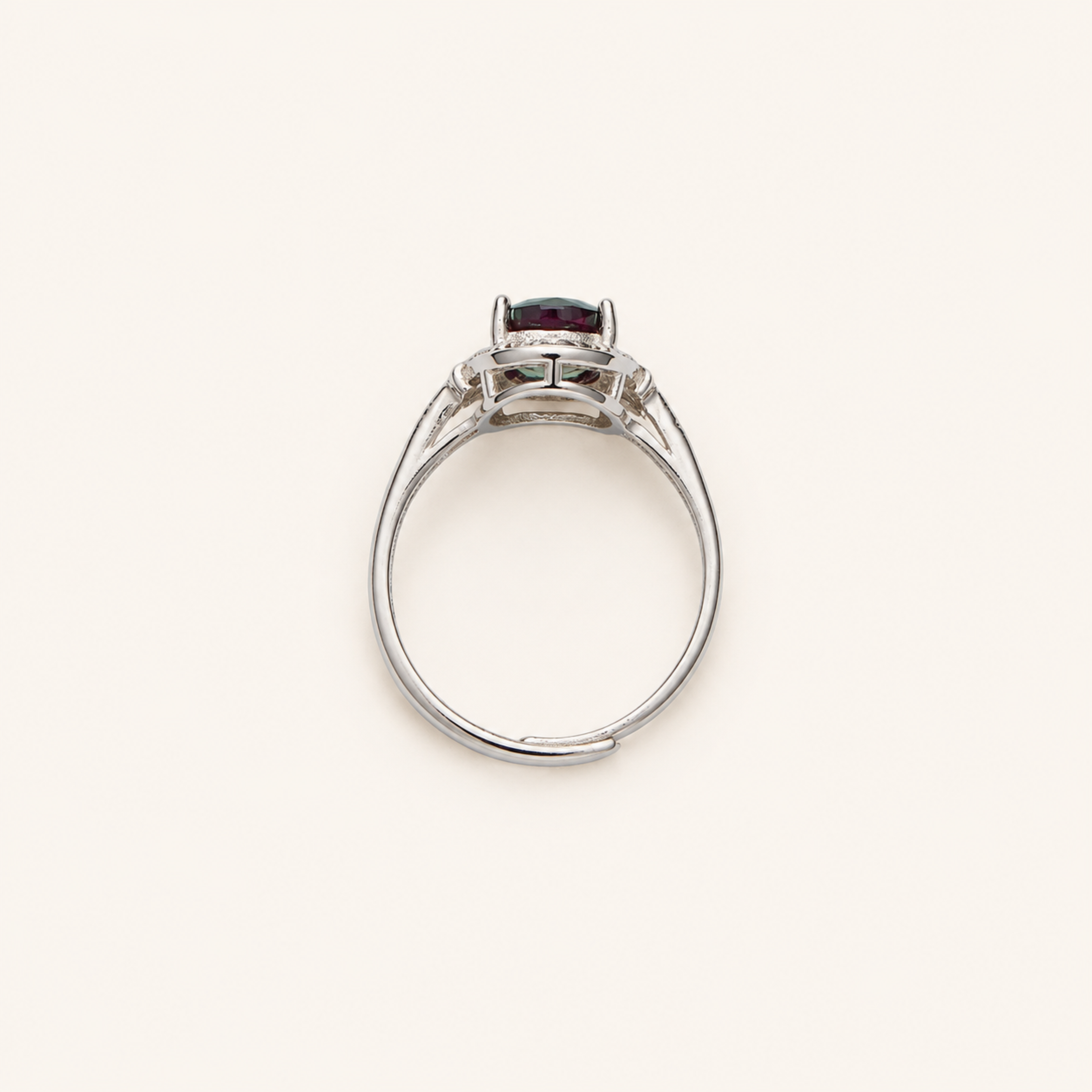 Lattice Halo Lab-Grown Alexandrite Ring upright view