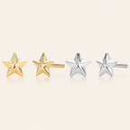 Sterling Silver Polished Five-Point Star Stud Earrings
