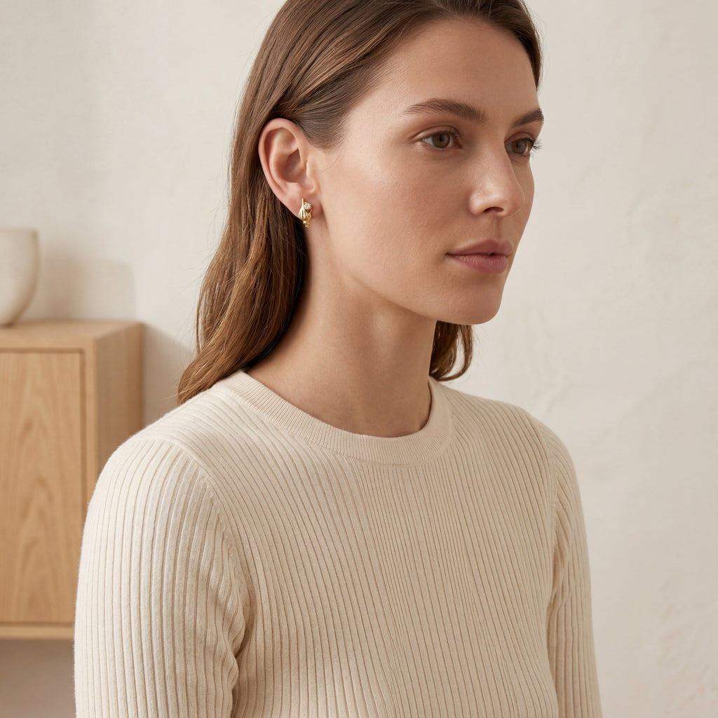 Shell Spiral Titanium Stud Earrings - image 3