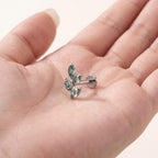 Moss Agate Leaf Spray Titanium Flat Back Earring - image 4