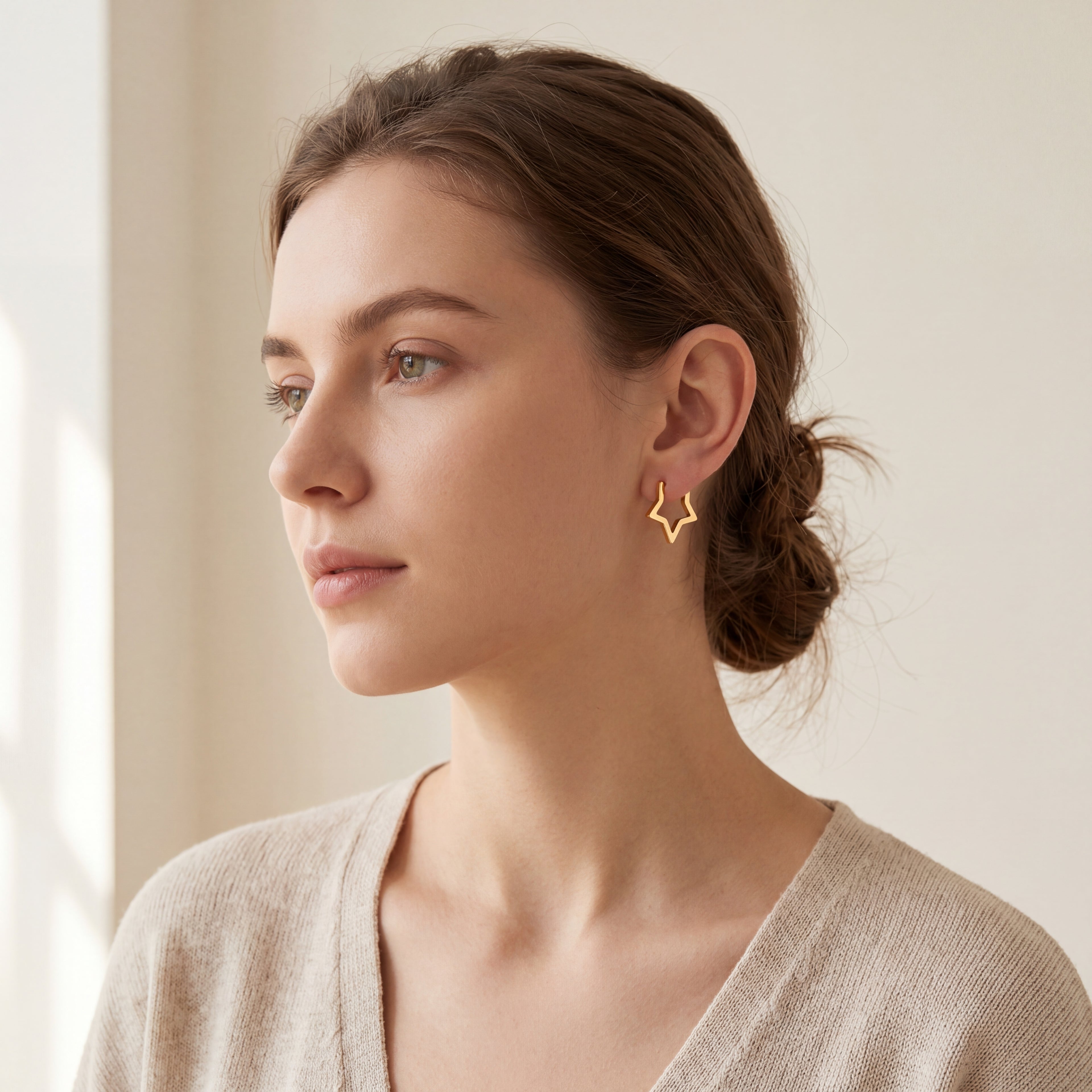 Open Star Titanium Hoop Earrings - image 3