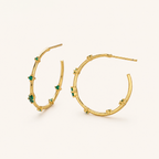 Sterling Silver Emerald-Green Zirconia Stud Earrings detail view