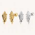 Sterling Silver Wing Feather Flat Back Earrings