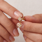 Flower Crystal Drop Titanium Flat Back Earring - image 4