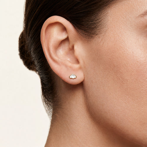 Mother-of-Pearl Cloud Titanium Stud Earrings - image 2