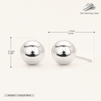 Sterling Silver Ball Bead Stud Earrings - Platinum / 7mm