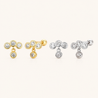Sterling Silver Staggered Bezel Zirconia Flat Back Earrings