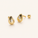 Sterling Silver Minimalist Zirconia Flat Back Earrings detail