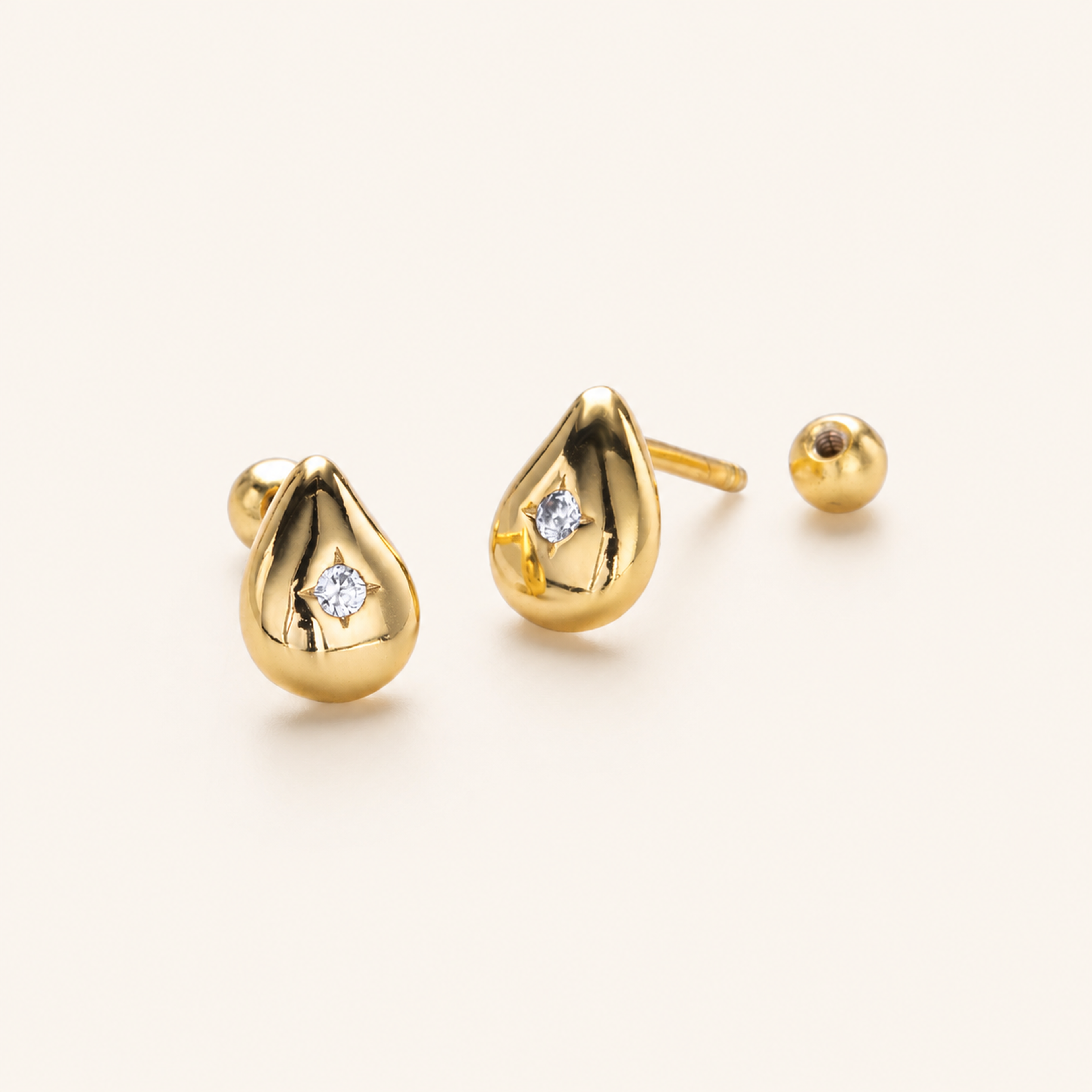 Sterling Silver Minimalist Zirconia Flat Back Earrings detail
