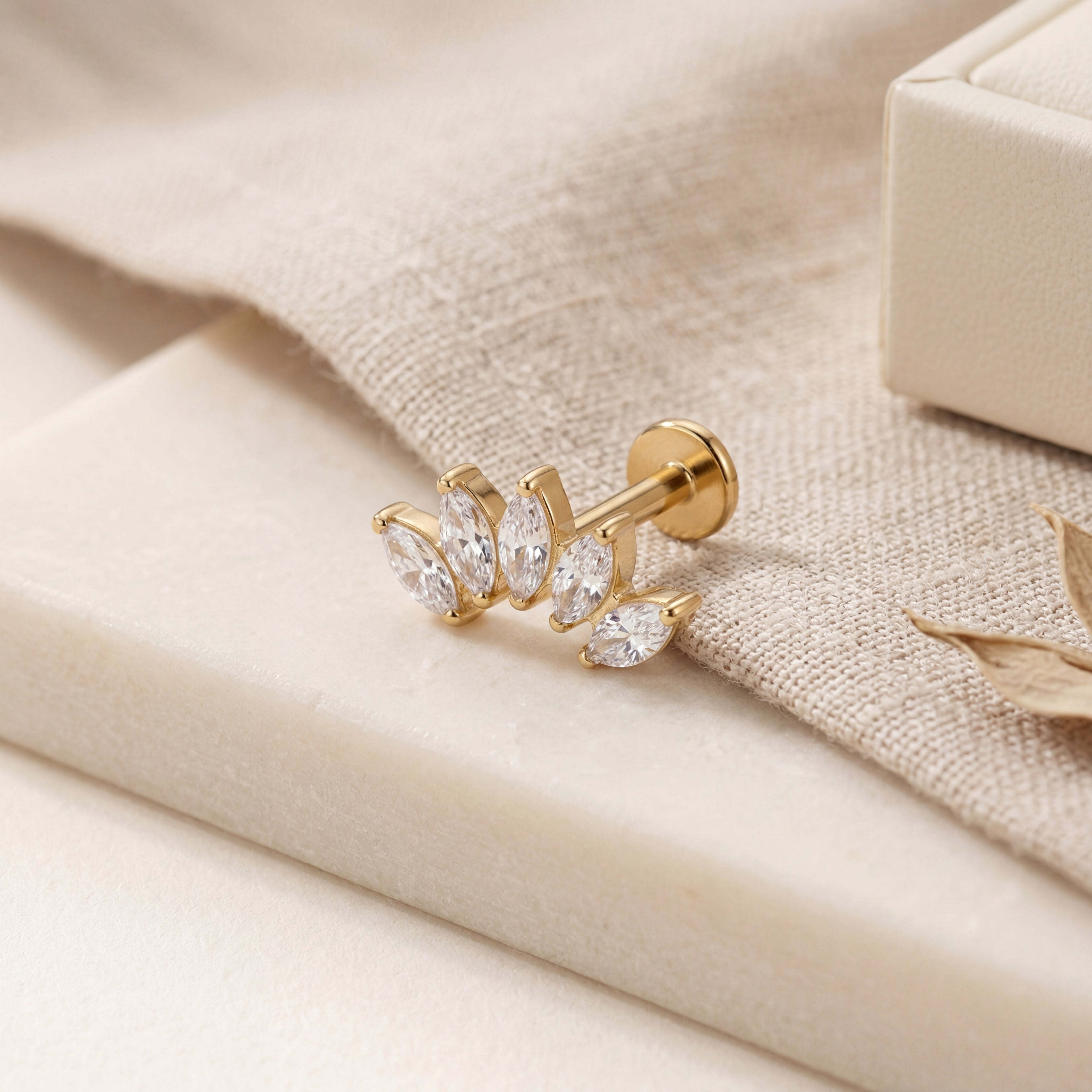 Marquise Cluster Titanium Stud Earrings - image 5