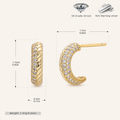 Sterling Silver French Minimalist Zirconia Stud Earrings - Gold