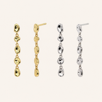 Sterling Silver Hammered Bead Drop Stud Earrings