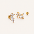 Sterling Silver Zirconia Solitaire Flat Back Earrings detail view