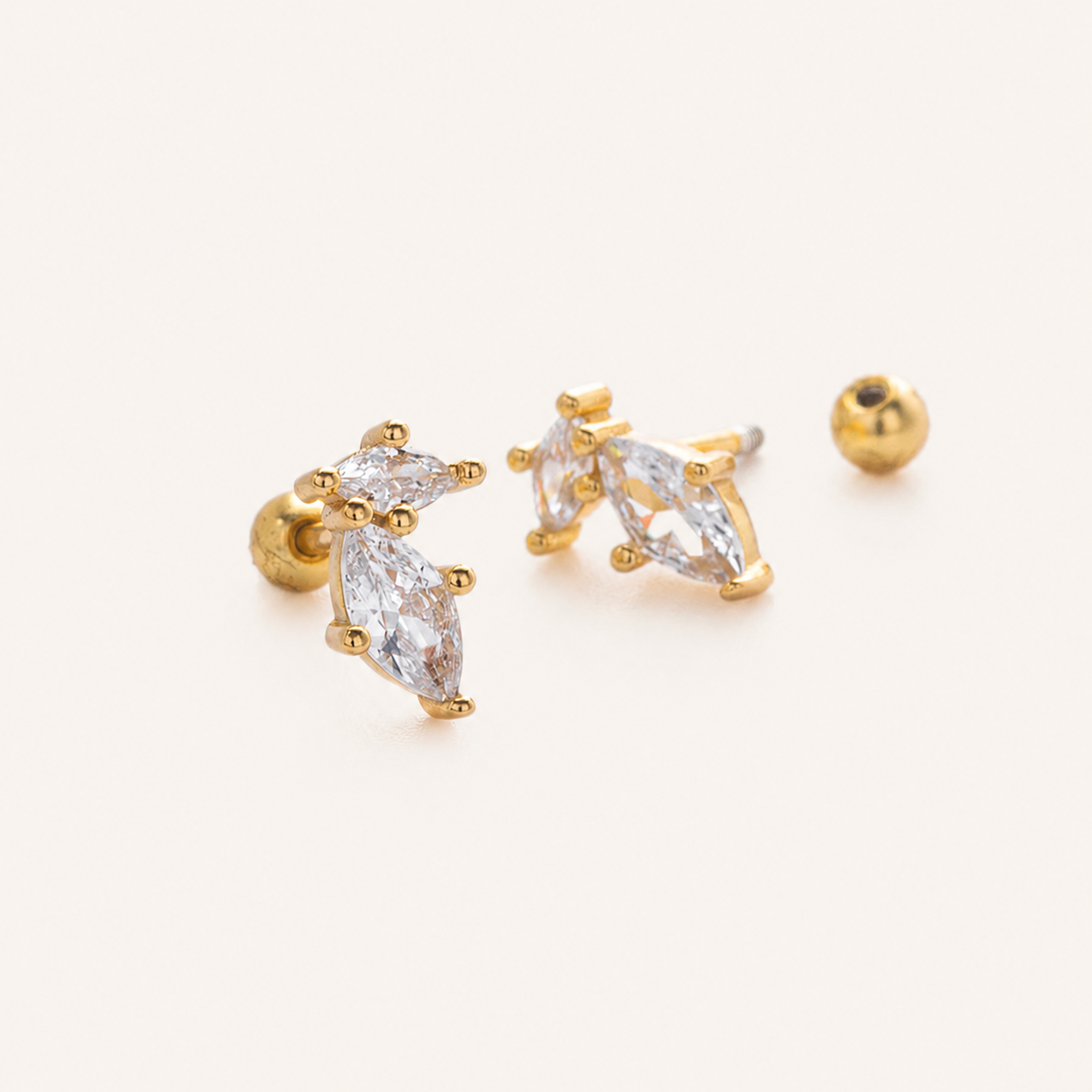 Sterling Silver Zirconia Solitaire Flat Back Earrings detail view