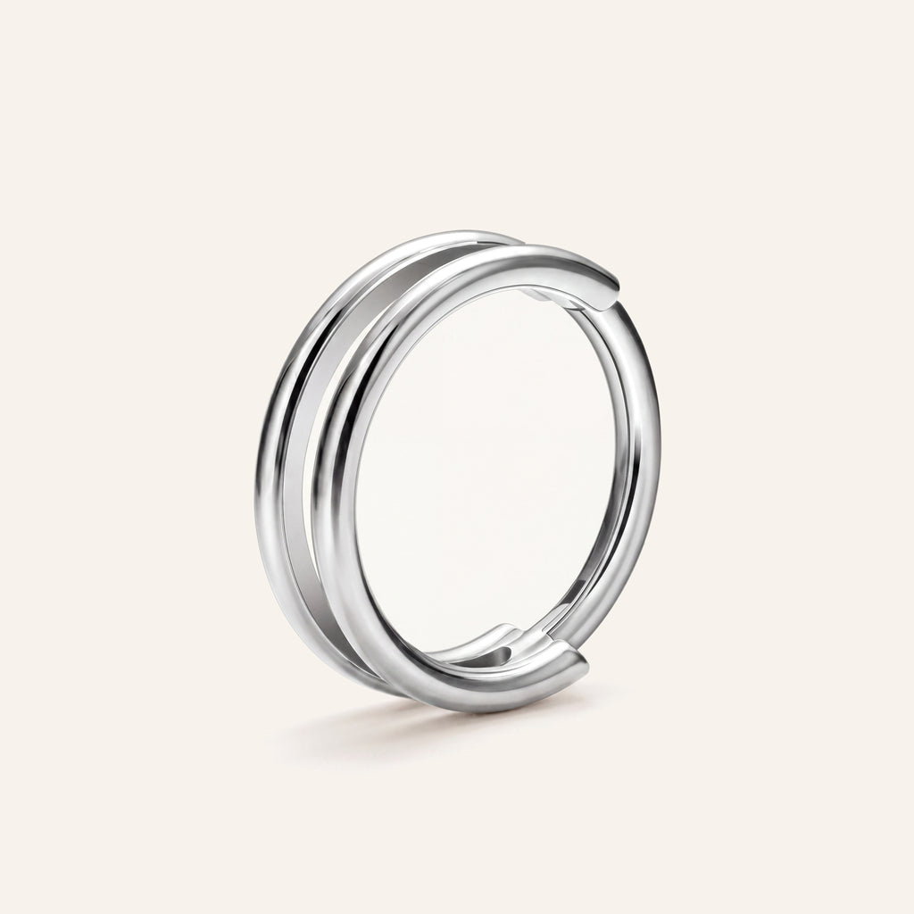 Double Orbit Titanium Hoop Earrings - Silver