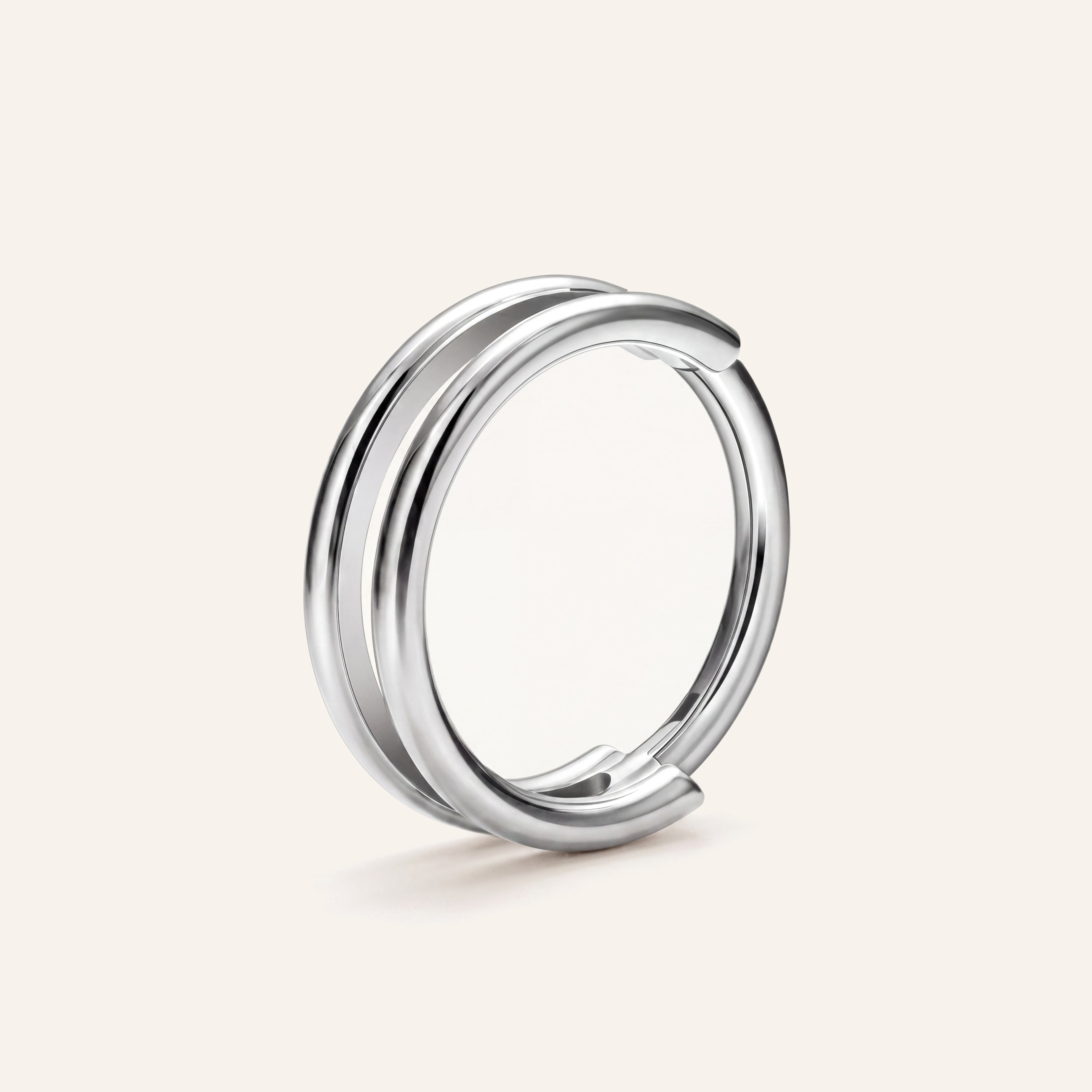 Double Orbit Titanium Hoop Earrings - Silver