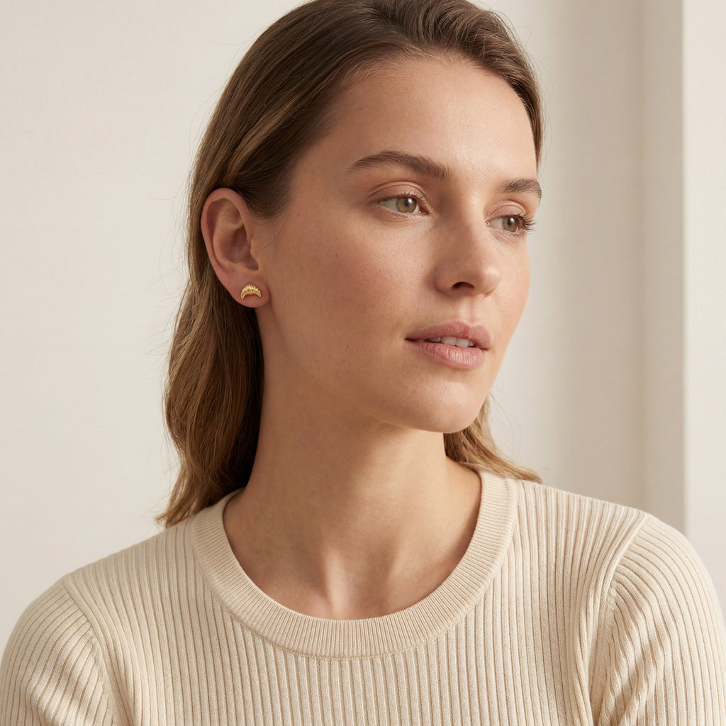 Croissant Titanium Stud Earrings - image 3