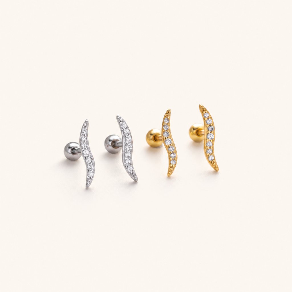 Sterling Silver Pave Zirconia Flat Back Earrings detail