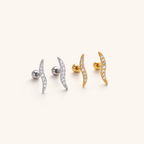 Sterling Silver Pave Zirconia Flat Back Earrings detail