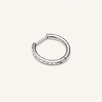 Crystal Oval Titanium Hoop Earrings - Silver