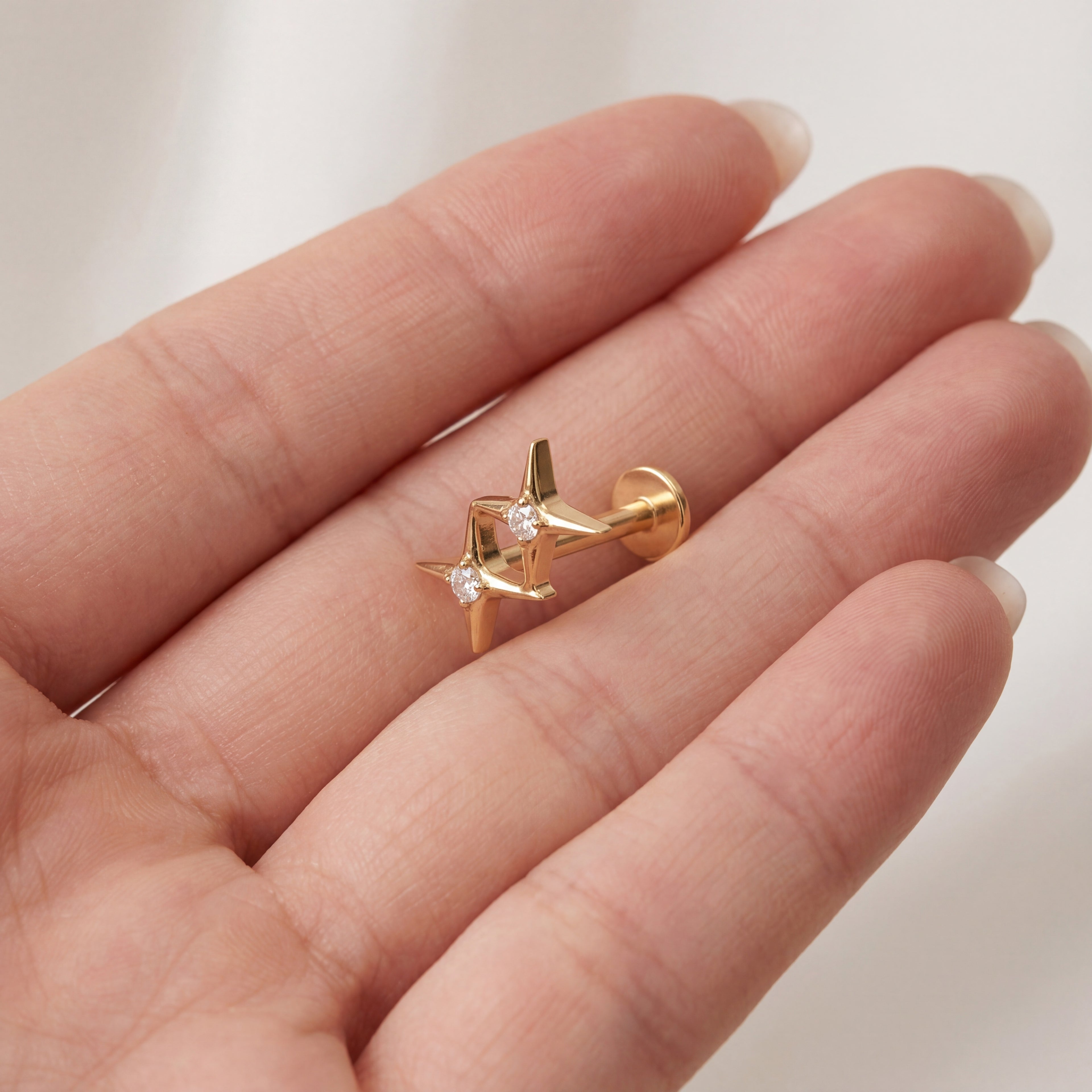 Twin Star Titanium Stud Earrings - image 4