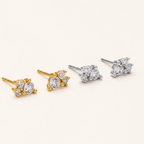 Sterling Silver Solitaire Zirconia Stud Earrings detail