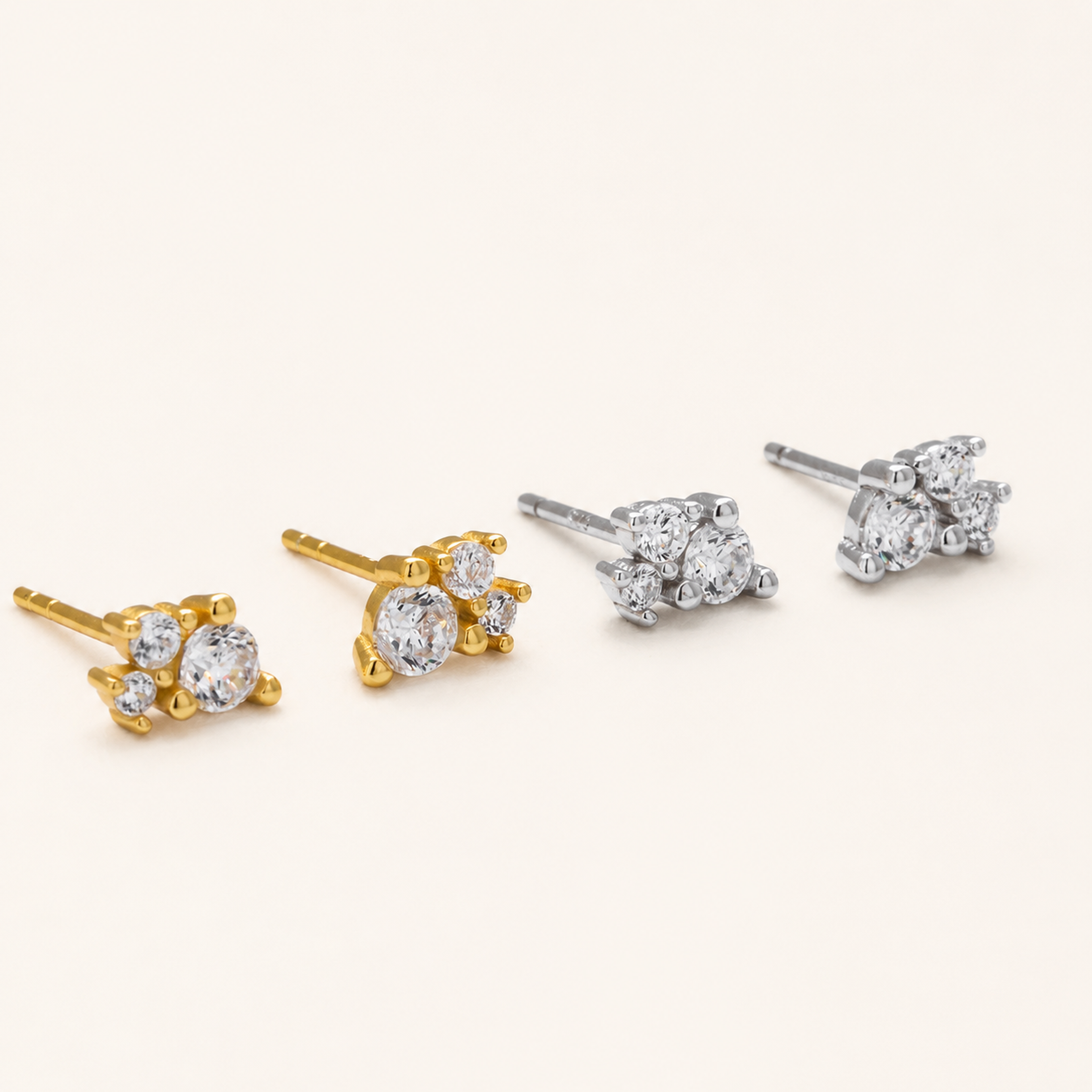 Sterling Silver Solitaire Zirconia Stud Earrings detail