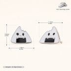 Sterling Silver Rice Ball Stud Earrings - Platinum
