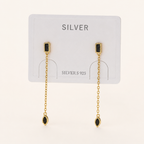 Sterling Silver Zirconia Tassel Chain Drop Stud Earrings detail view