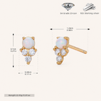 Sterling Silver Opal Stud Earrings - Gold / White