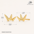 Sterling Silver Bamboo Leaf Stud Earrings - Gold