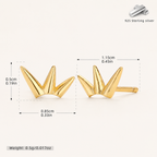 Sterling Silver Bamboo Leaf Stud Earrings - Gold