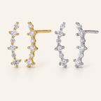 Sterling Silver Shooting Star Zirconia Stud Earrings