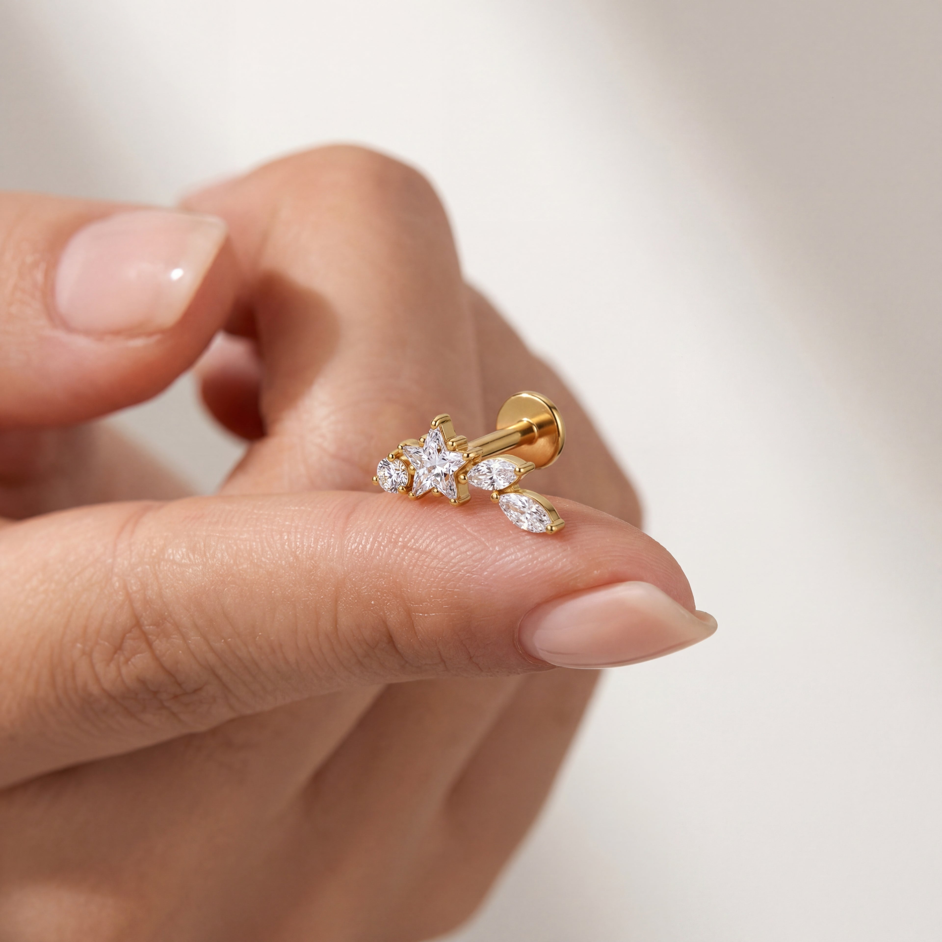 Marquise Star Titanium Stud Earrings - image 4