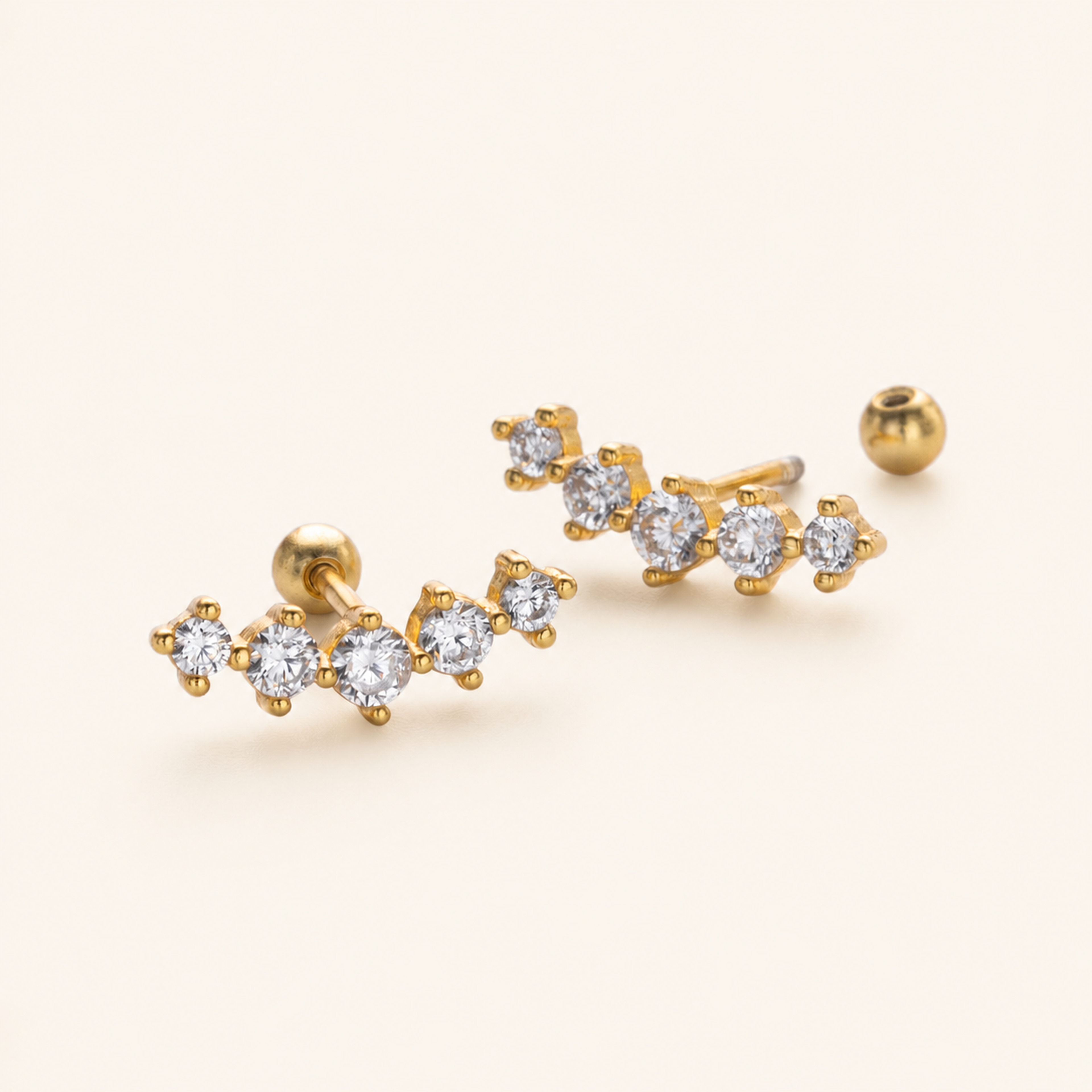 Sterling Silver Zirconia Solitaire Flat Back Earrings detail