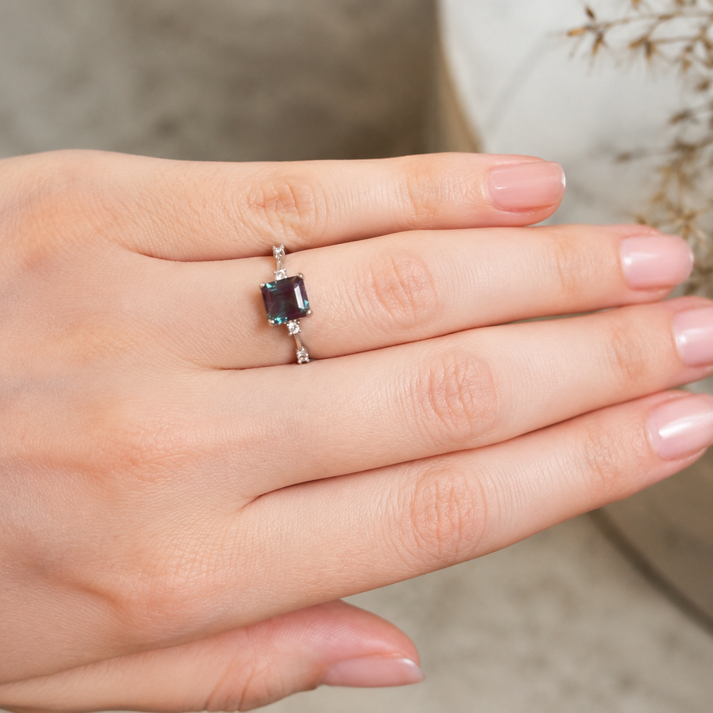 Velvet Dusk Lab-Grown Alexandrite Ring worn on hand